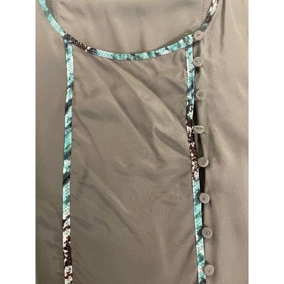 BCBGMaxAzria Zena Gray Silk Side button Bib Top Small - Picture 4 of 6